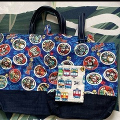 キッズ　幼稚園　小学校　ハンドメイド　バッグ　靴バッグ　ランチマット