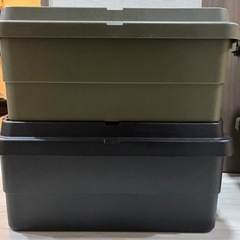 トランクカーゴ　トラスコフラット天板仕様 70L オリーブ　黒　の画像