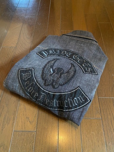 レア美品デニムジーンズライダースシャツジャケットダンガリーカバーオールワッペンバイカーバイク乗り必見！