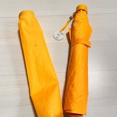 折りたたみ傘とレインコートの画像