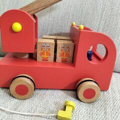 消防車　木のおもちゃ　木の玩具