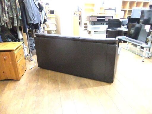 3人掛けソファ  合皮 長椅子 ダークブラウン 幅170cm ソファー 家具 イス ３P レザー調 札幌市厚別区 厚別店