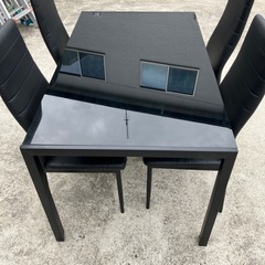 ダイニングテーブルセット　机　チェア　椅子　イス　4脚　四脚　家具　ブラック　黒【横135縦80高72】の画像