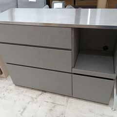 ★ジモティ割あり★  キッチンボード シルバー×グレー W119...
