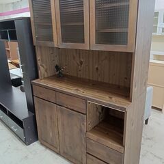 ★ジモティ割あり★  食器棚 ブラウン W119×D46.5×H...