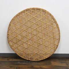 ≪ZU1497ジ≫ 大型 笊/ざる/ザル 直径約80㎝/深さ約6㎝ 工芸品/竹工芸 竹細工/竹編 干物/乾物 梅干し 天日干し 古民具/古道具の画像