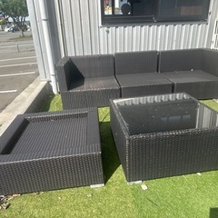 屋外用ラタン調ソファセット