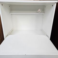 リサイクルショップどりーむ天保山店　No1093　レンジ台　食器棚　ホワイト　※剥がれ・汚れあり(´;ω;｀)の画像
