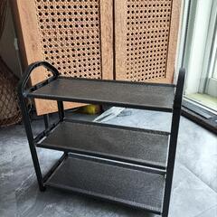 【未使用】黒の3段シューズラック / 連結式 / 幅42cmの画像