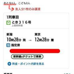 5月24日 土曜 上越新幹線 新潟→東京 eチケ 1枚