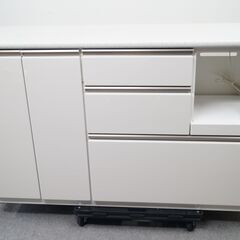 ニトリ 幅140 キッチンカウンター (アルミナ2 140CT WH) ダイニングボード キッチン収納 レンジラック レンジ台 カップボードの画像