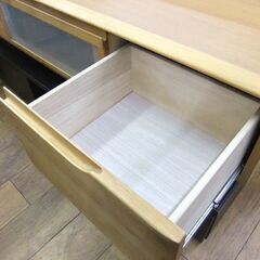 ニトリ ローボード テレビ台 アルダー材 幅150cm Nアルナス150 ライトブラウン フラップ扉 ALNUS TVボード 収納家具 札幌市厚別区 厚別店の画像