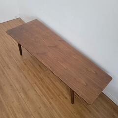 天然木ローテーブル120cm ウォールナット 台形 折り畳みの画像