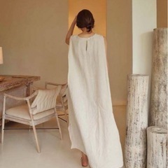 【値下げしました】リネン　ノースリーブワンピースの画像