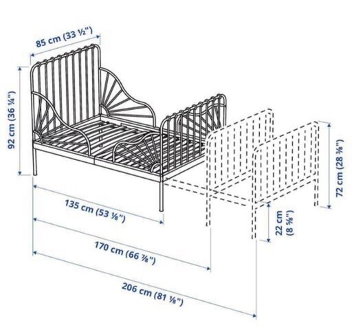 IKEA キッズ/セミシングルベッド(MINNEN 伸長式ベッド)