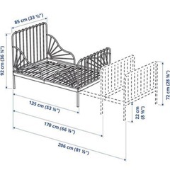 IKEA キッズ/セミシングルベッド(MINNEN 伸長式ベッド)の画像