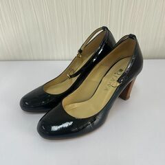 DIANA ダイアナ　黒エナメル　ブラック　パンプス　チャンキー...