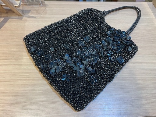 D7014【アンテプリマ】 ワイヤーバッグ フラワーモチーフ 黒