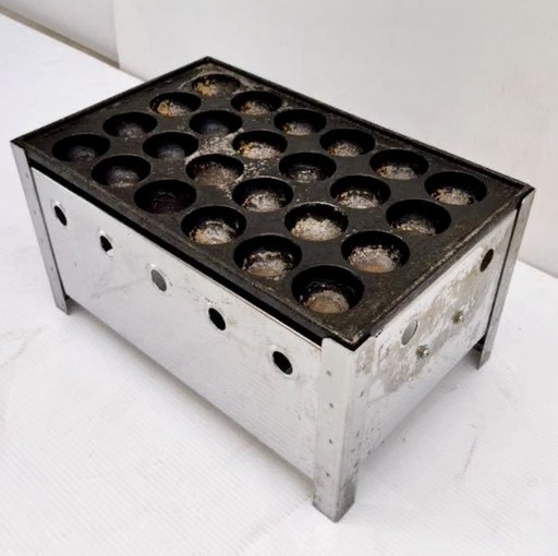 直接引き取り5%OFF　業務用 たこ焼き器 大玉24穴 都市ガス 幅370×奥行き240×高さ200mm プレートセット 屋台 店舗用品 中古 5112115