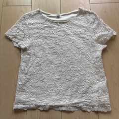 UNIQLO レース 半袖Tシャツ XS ホワイト