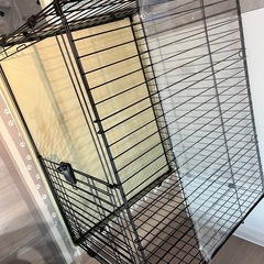 ペットゲージ　屋根付き　スライドドア　ブラック　
