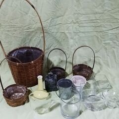 中古品 花かご＆いろいろな花瓶