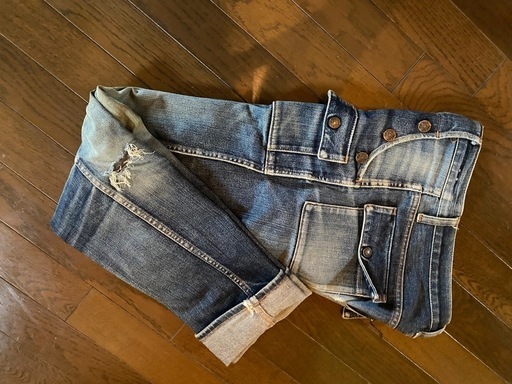 ☆ジャンク40年前のワイルドなvintageダメージクラッシュエイジングデニムジーンズブッシュパンツジーパンバイカーバイク乗り