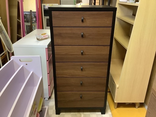 【リサイクルサービス八光】幅60㎝　6段　木製ハイチェスト