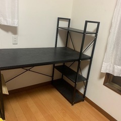 アイリスオーヤマ　ラック付きデスク　RDK-1042 BLACK×BLACKの画像