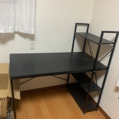 アイリスオーヤマ　ラック付きデスク　RDK-1042 BLACK×BLACKの画像