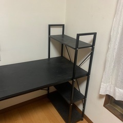 アイリスオーヤマ　ラック付きデスク　RDK-1042 BLACK×BLACKの画像