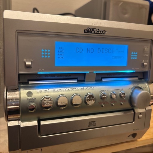 コンポ 音楽プレーヤー CD MD カセットテープ 動作済★Victor JVC CA-UX-W5-S ビクター リモコン