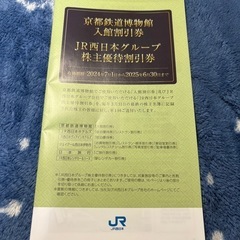 JR西日本　株主優待鉄道割引券の画像