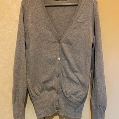 日本製plageカーディガン薄手グレーVネック綿100%(株)ルドームの画像