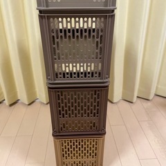 ３段ラックキャスター付　ダークブラウンの画像
