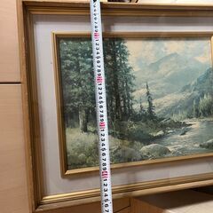 ロバートウッド 山と小川 風景画 絵画 油彩 油絵 インテリア 額縁　複製名画の画像