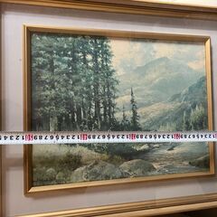 ロバートウッド 山と小川 風景画 絵画 油彩 油絵 インテリア 額縁　複製名画の画像