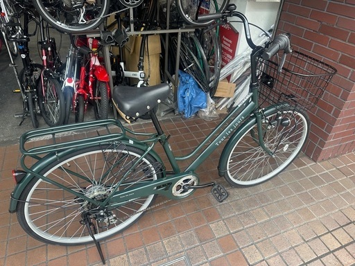 ★美品★26インチ　外装6段変速　LEDダイナモライト付き　カーキ色