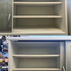 高橋木工所 Sunny エチュード キッチンボード ホワイト スライドドア 引出し4個 スライドテーブル1個 1枚扉 コンセント3口 レンジボード 食器棚■横幅140.5cm×奥行51cm×高さ199.5cm■近隣配送無料 買取帝国 朝霞店の画像