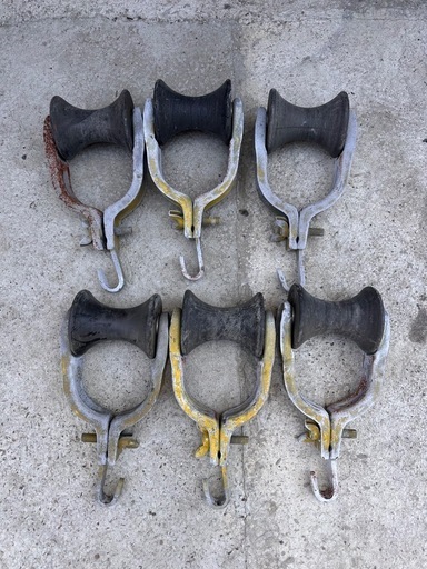 【中古】藤井電工 架線用滑車（輪金車）6個セット 引き取り限定（愛知県海部郡）