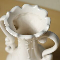 陶器 花瓶 双耳 アンティーク調 花器 フラワーベース インテリアオブジェの画像