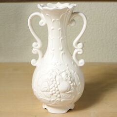 陶器 花瓶 双耳 アンティーク調 花器 フラワーベース インテリアオブジェの画像
