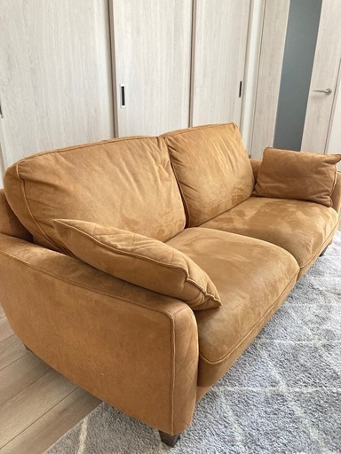 ソファ3人掛け【早めの引き取りの方優先させていただきます】【汚れや引っ掻きに強い素材】レザーテックス3人掛け