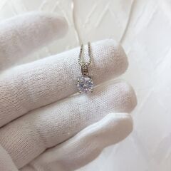 シルバー925 シンプル ラウンド ジルコニア ネックレス