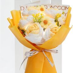 新品　造花 花束 LEDライト付き ぬいぐるみ花束 毛糸のブーケ