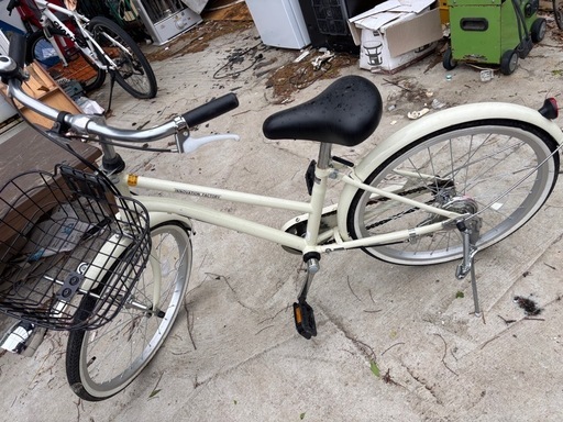 子供用自転車 20インチ クリーム色 バスケット付き