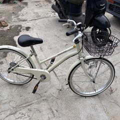 子供用自転車 20インチ クリーム色 バスケット付き
