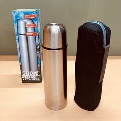 真空二層構造 ステンレス魔法瓶 500mL（携帯に便利なポーチ付き）