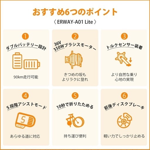 ほぼ新品ERWAY A01 Lite 折りたたみ電動アシスト自転車
