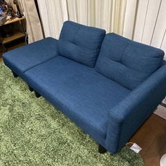 【取引中】青　ソファ　三人掛け